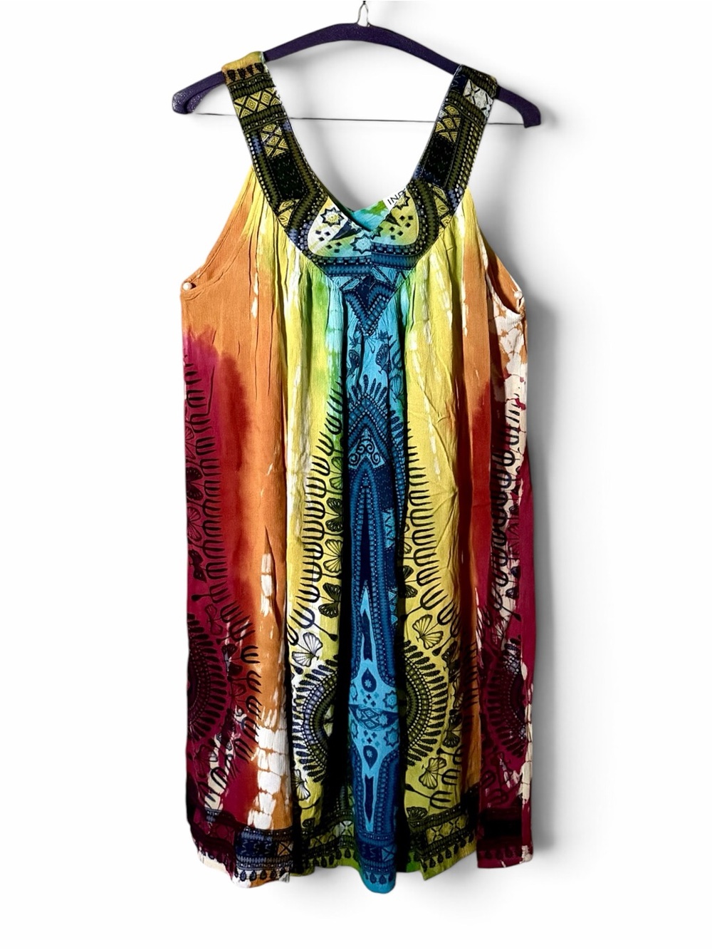 INGEAR Resort Multicolor Dashiki Print Boho Swing Dress One Size